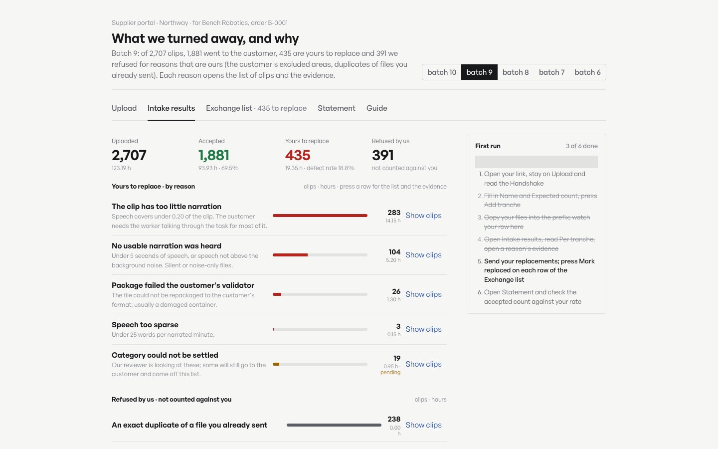 The supplier portal (design): what was accepted, what to replace, and why